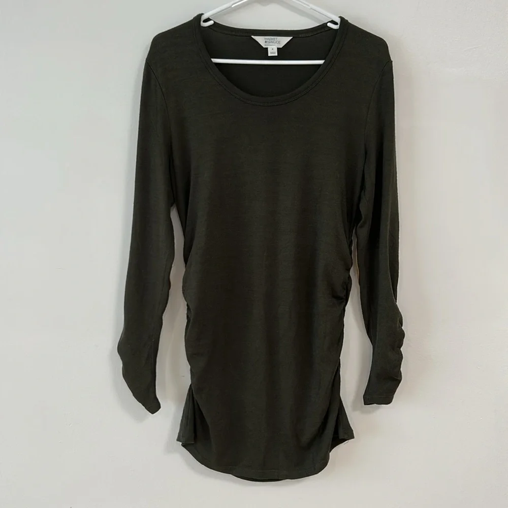 Market&Spruce Maternity Forest Green long sleeve & Blue short sleeve Top Size M - Picture 8 of 11